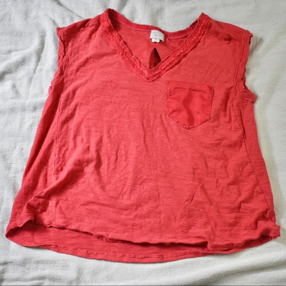 Anthropologie Tops - Anthropologie 9-h15 stcl Red Sleeveless Top with Pocket and Stitching Detail